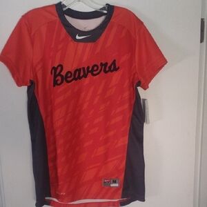 Nike Orange Athletic 'Beavers' Short-Sleeve Jersey with Dark Gray Panels